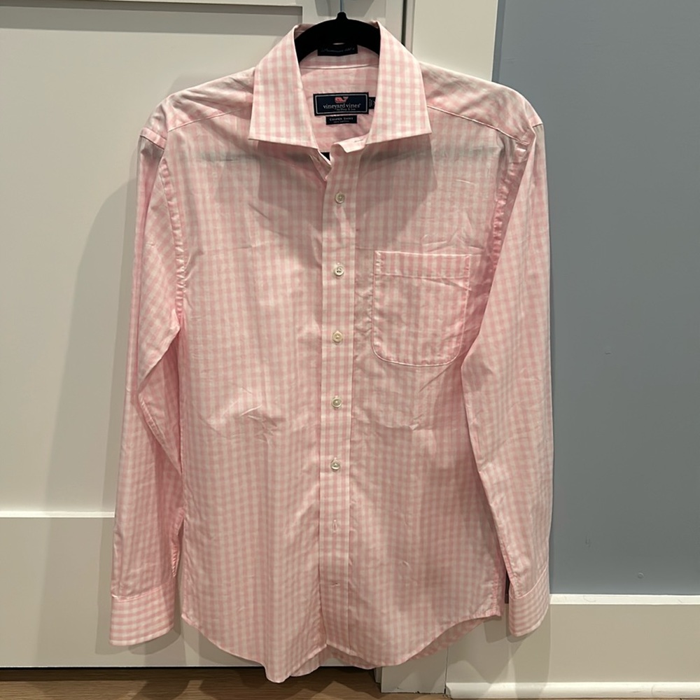 Vineyard Vines Pink White Gingham Long Sleeve Button Down Shirt XS